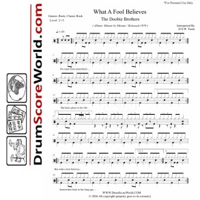 The Doobie Brothers - What A Fool Believes – Drum Sheet + Play-Along Track